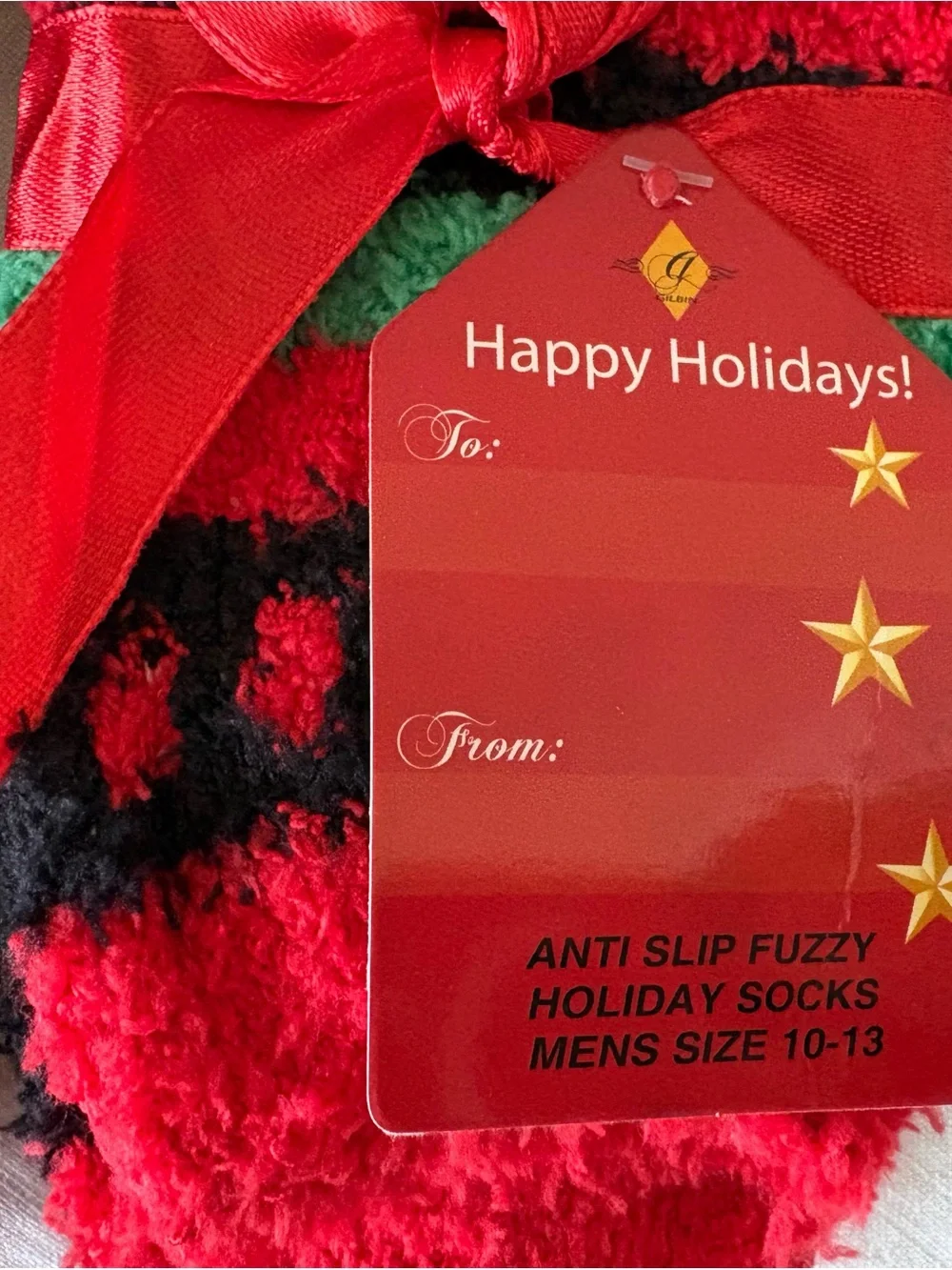 Cozy Holiday Fuzzy Socks - Red & Green - 2 pairs